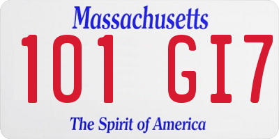 MA license plate 101GI7