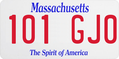 MA license plate 101GJ0