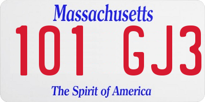 MA license plate 101GJ3