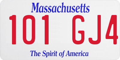 MA license plate 101GJ4