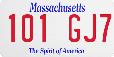 MA license plate 101GJ7