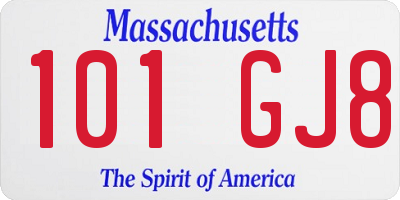 MA license plate 101GJ8