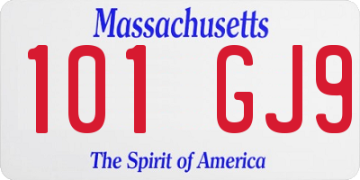 MA license plate 101GJ9