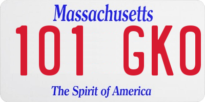 MA license plate 101GK0