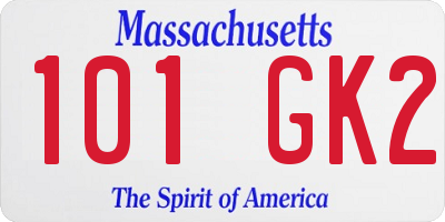 MA license plate 101GK2