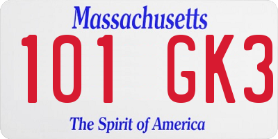 MA license plate 101GK3