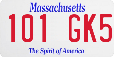 MA license plate 101GK5