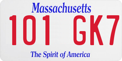 MA license plate 101GK7