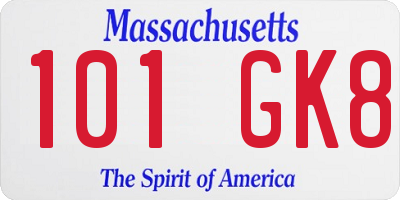 MA license plate 101GK8