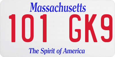 MA license plate 101GK9