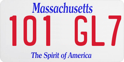 MA license plate 101GL7