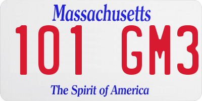 MA license plate 101GM3