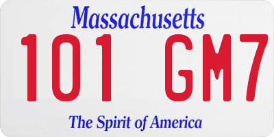 MA license plate 101GM7