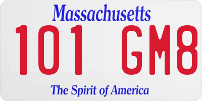 MA license plate 101GM8