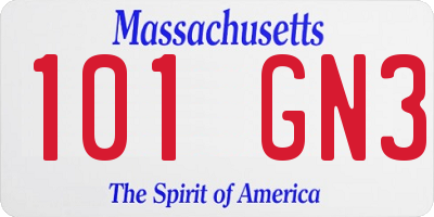 MA license plate 101GN3