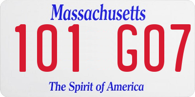 MA license plate 101GO7