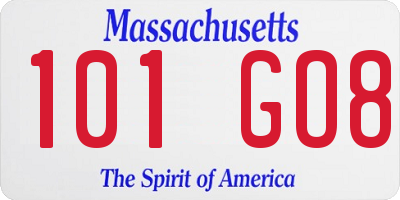 MA license plate 101GO8