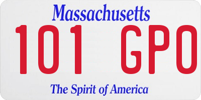 MA license plate 101GP0