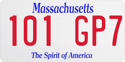 MA license plate 101GP7