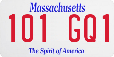 MA license plate 101GQ1