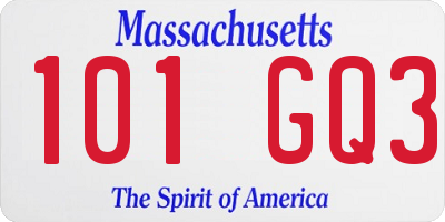 MA license plate 101GQ3