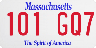 MA license plate 101GQ7