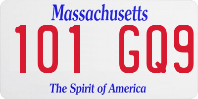 MA license plate 101GQ9