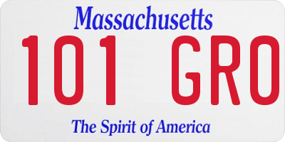 MA license plate 101GR0