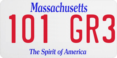 MA license plate 101GR3