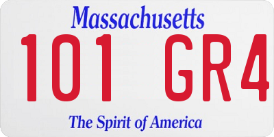 MA license plate 101GR4