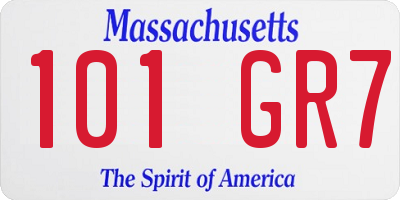 MA license plate 101GR7