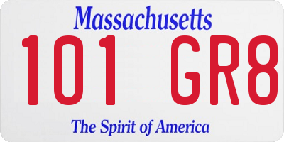 MA license plate 101GR8