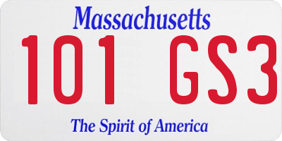 MA license plate 101GS3