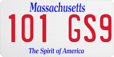 MA license plate 101GS9