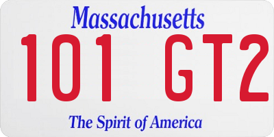 MA license plate 101GT2