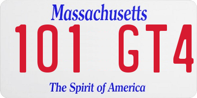 MA license plate 101GT4