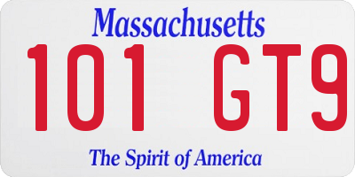 MA license plate 101GT9