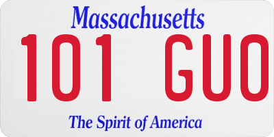 MA license plate 101GU0