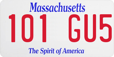 MA license plate 101GU5