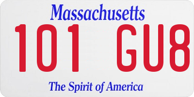 MA license plate 101GU8