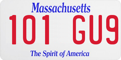 MA license plate 101GU9