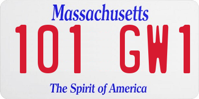 MA license plate 101GW1