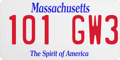 MA license plate 101GW3