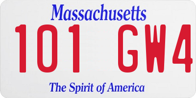 MA license plate 101GW4