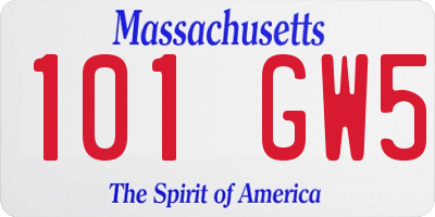 MA license plate 101GW5