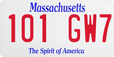 MA license plate 101GW7