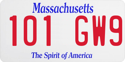 MA license plate 101GW9