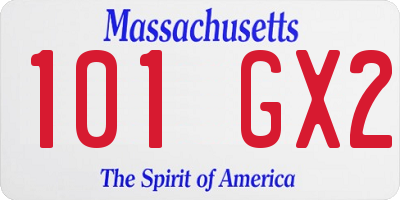 MA license plate 101GX2