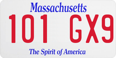 MA license plate 101GX9