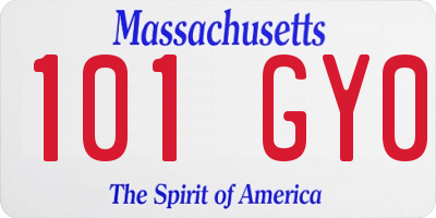 MA license plate 101GY0